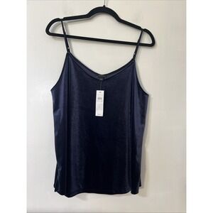 NWT Ann Taylor navy velvet Cami tank Top Sz Large Goth